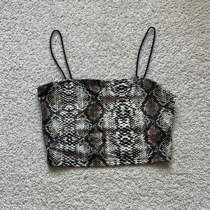 SHEIN Snake Print Crop Top - Black and Brown